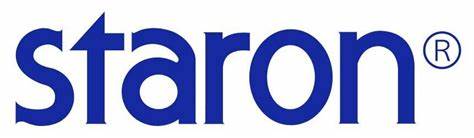 Staron Logo of staron, featuring the word "staron" in bold blue letters with a registered trademark symbol on the top right.